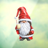 Norwegian Nisse Gnome Gonk Holding A Glass Of Egg Raamsticker (Vel 3)
