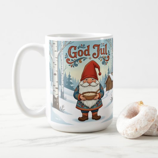 Norwegian Nisse God Jul Christmas Coffee Mug Koffiemok (Met donut)