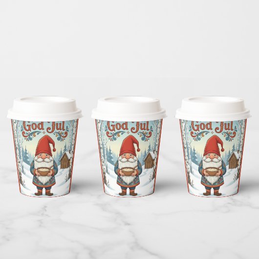 Norwegian Nisse God Jul Christmas Paper Cups Papieren Bekers (Multi)