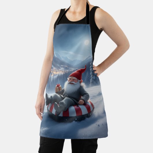 Norwegian Nisse Sledding, Apron Schort (Insitu)