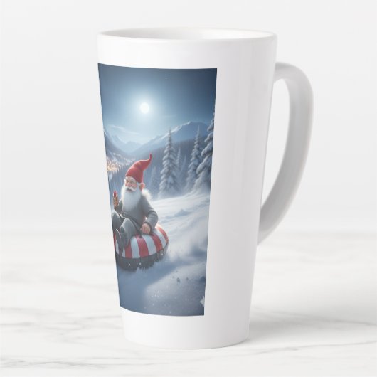 Norwegian Nisse Sledding, Latte Mug Latte Mok (Rechterhoek)