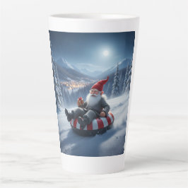 Norwegian Nisse Sledding, Latte Mug Latte Mok