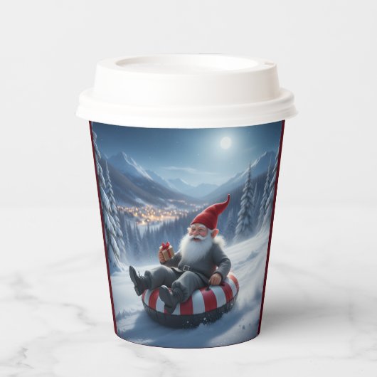 Norwegian Nisse Sledding, Paper Cups Papieren Bekers (Voorkant)