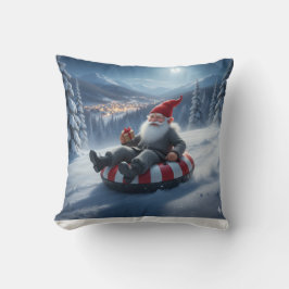 Norwegian Nisse Sledding, Throw Pillow Kussen