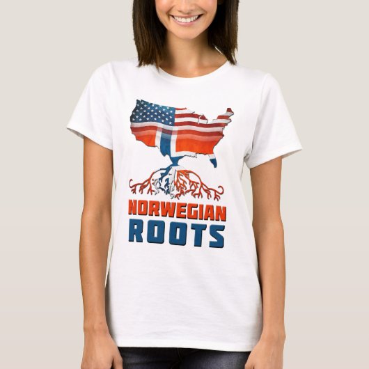 Norwegian Roots USA Flag Heritage T-shirt (Voorkant)