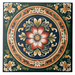 Norwegian Rosemaling Decorative Tegel 1 Tegeltje