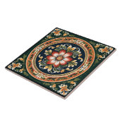 Norwegian Rosemaling Decorative Tegel 1 Tegeltje (Zijkant)