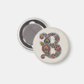 Norwegian Rosemaling Initial B, Coaster Magneet (Voorkant / Achterkant)