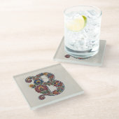 Norwegian Rosemaling Initial B, Glass Coaster Glazen Onderzetter (Schuin)