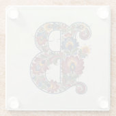 Norwegian Rosemaling Initial B, Glass Coaster Glazen Onderzetter (Achterkant)