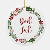 Norwegian & Swedish Merry Christmas Wreath God Jul Keramisch Ornament (Achterkant)