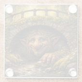 Norwegian Troll Hiding Under Bridge, Glass Coaster Glazen Onderzetter (Achterkant)