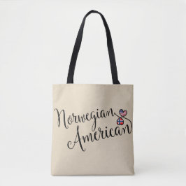 Norwewgian American Entwined Hearts Grocery Bag Tote Bag