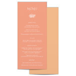 Norwich bruiloft diner menu<br><div class="desc">Dit bruiloft collectie ontwerp is een perfecte mix van elegantie en klassieke stijl. Het belangrijkste kenmerk van het ontwerp is een delicaat bloemmotief dat sierlijk in het midden van de koraalkleurige achtergrond zit.</div>