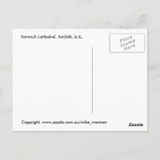 Norwich Cathedral Briefkaart (Achterkant)