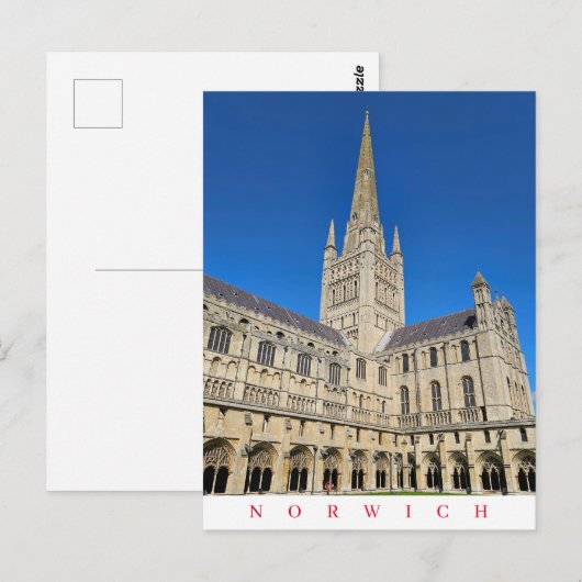 Norwich Cathedral uitzicht briefkaart (Voorkant / Achterkant)