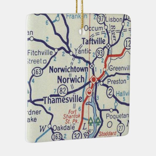 Norwich CT Map Keramisch Ornament (Rechts)