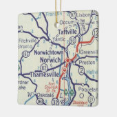 Norwich CT  Map Keramisch Ornament (Links)