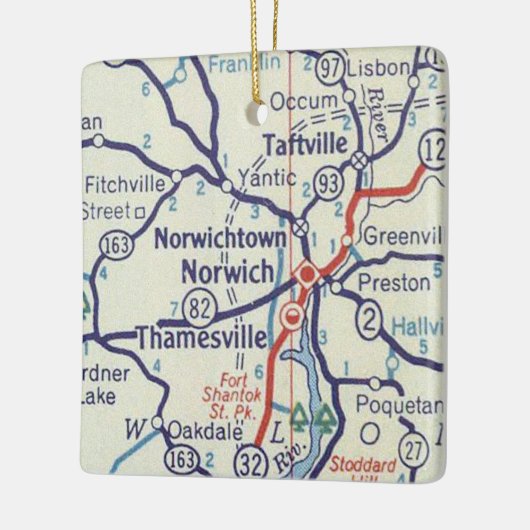 Norwich CT  Map Keramisch Ornament (Links)