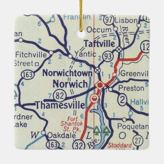 Norwich CT  Map Keramisch Ornament (Achterkant)