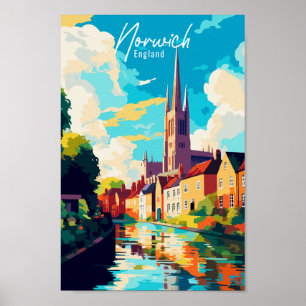 Norwich Engeland vintage reizen Poster