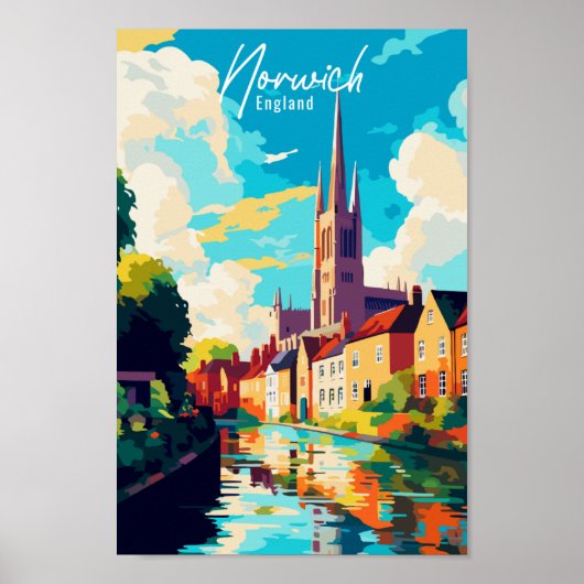 Norwich Engeland vintage reizen Poster (Voorkant)