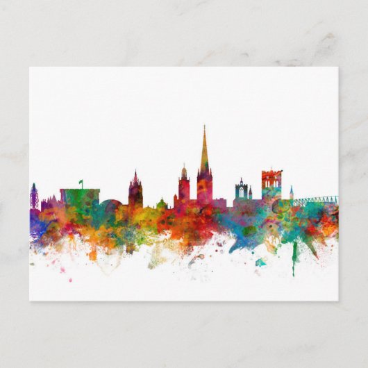Norwich England Skyline Briefkaart (Voorkant)