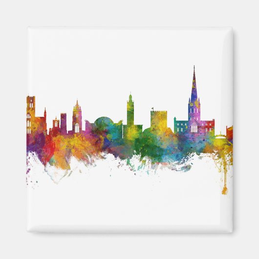 Norwich England Skyline Magneet (Voorkant)