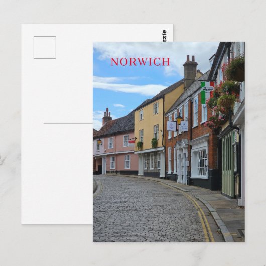 Norwich kleurrijke gebouwen uitzicht briefkaart (Voorkant / Achterkant)