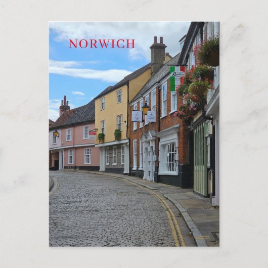 Norwich kleurrijke gebouwen uitzicht briefkaart (Voorkant)