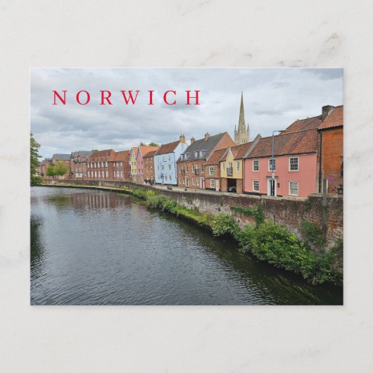 Norwich rivier zicht op ansichtkaart briefkaart (Voorkant)