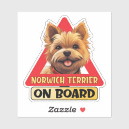 Norwich Terrier aan boord van grappig hond rood ve Sticker