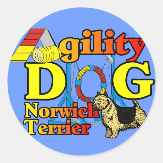 Norwich_Terrier_Agility Ronde Sticker (Voorkant)