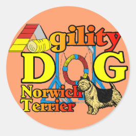 Norwich_Terrier_Agility Ronde Sticker