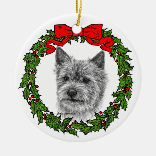 Norwich Terrier Art van Glenda S. Harlan Keramisch Ornament (Voorkant)