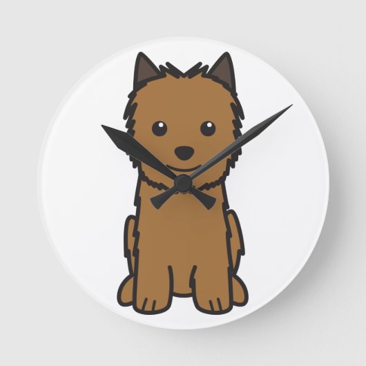 Norwich Terrier Dog Cartoon Ronde Klok (Voorkant)