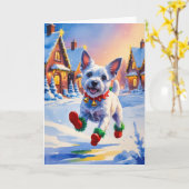 Norwich Terrier Dog Christmas Wenskaart Kaart (Gele Bloem)
