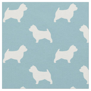 Norwich Terrier Dog Silhouettes Blue en White Stof