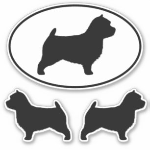 Norwich Terrier Dog Silhouettes Vinyl Sticker Set