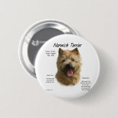 Norwich Terrier Geschiedenis Ontwerp Ronde Button 5,7 Cm (Voorkant /achterkant)