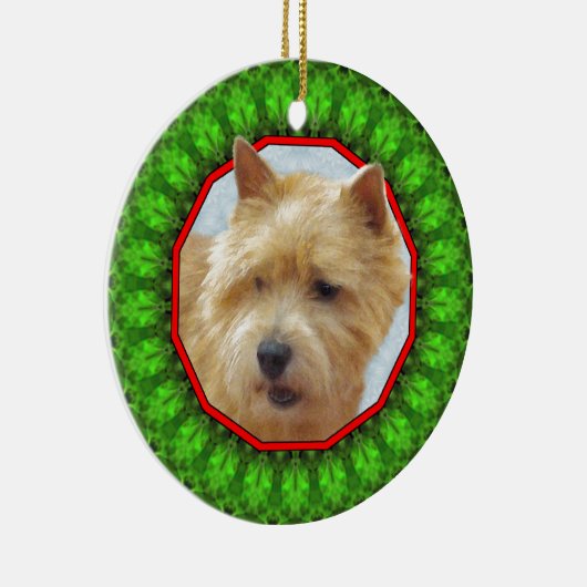 Norwich Terrier Happy Howliday Keramisch Ornament (Rechts)