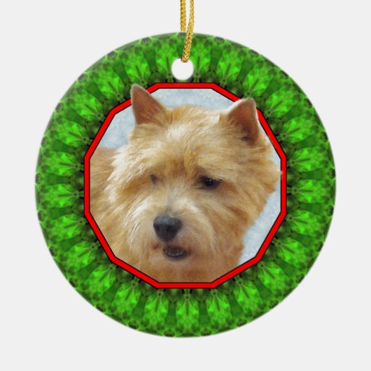 Norwich Terrier Happy Howliday Keramisch Ornament (Voorkant)