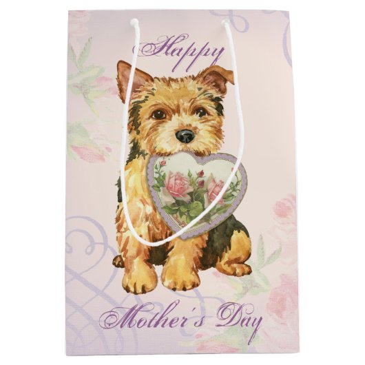 Norwich Terrier Heart mama Medium Cadeauzakje (Voorkant)