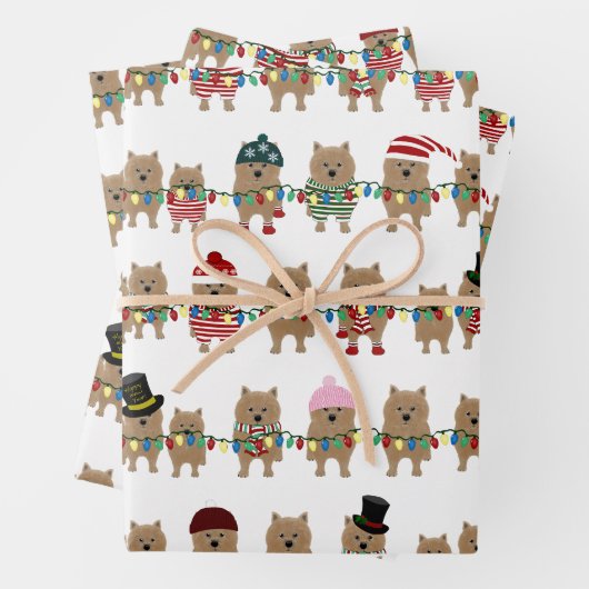 Norwich Terrier Holiday Wrapping Paper Sheets (In situ)