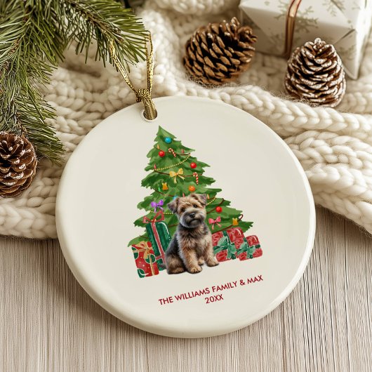 Norwich Terrier Hond Gepersonaliseerde Kerstmis Keramisch Ornament