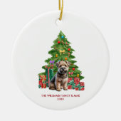 Norwich Terrier Hond Gepersonaliseerde Kerstmis Keramisch Ornament (Voorkant)