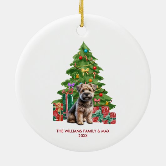 Norwich Terrier Hond Gepersonaliseerde Kerstmis Keramisch Ornament (Achterkant)