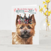 Norwich Terrier Hond Koningin Dag Grappige Verjaar Kaart (Gele Bloem)