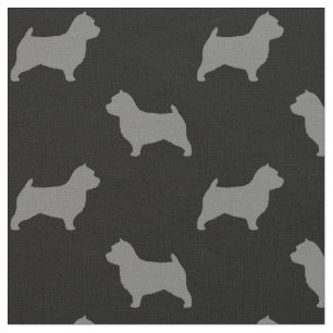 Norwich Terrier Hond Silhouetten Grijs en Zwart Stof