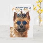 Norwich Terrier Hondenkoning voor Dag Grappige Ver Kaart (Gele Bloem)